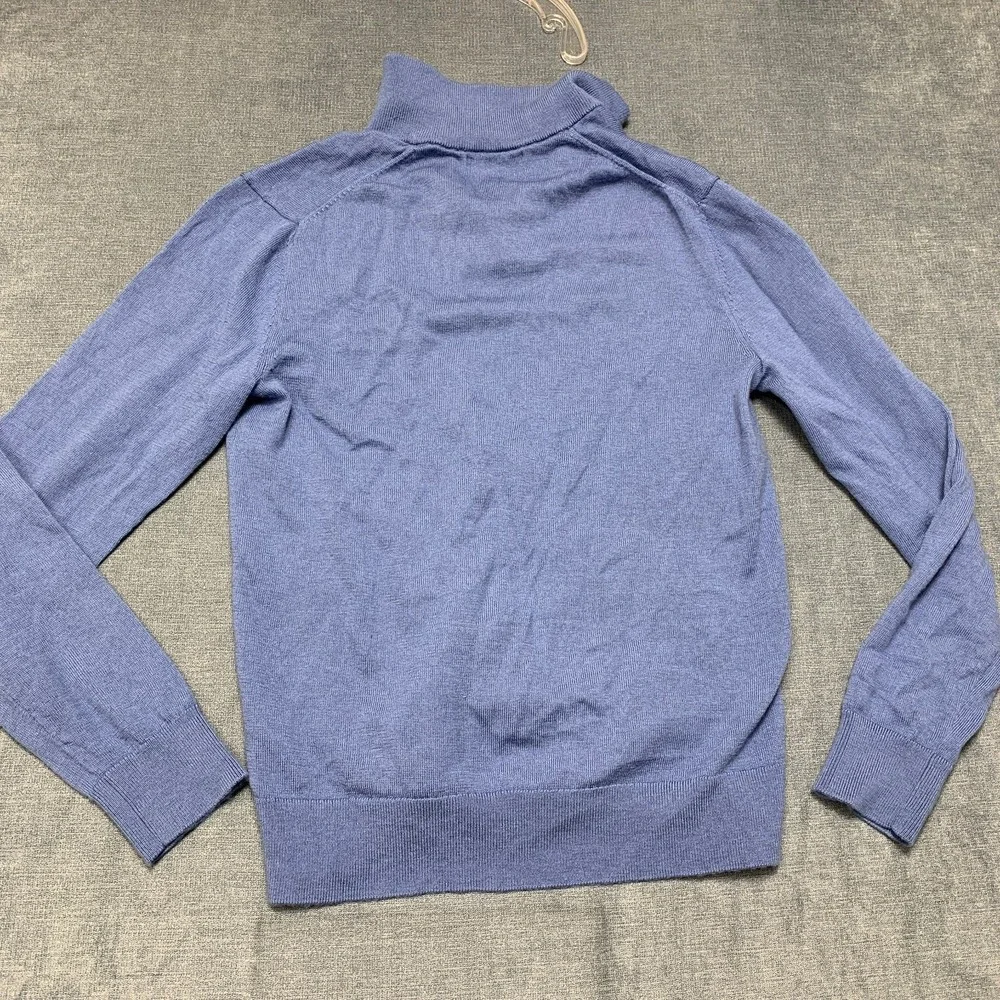 Banana Republic Sweater Mens Medium Blue Quarter Zip Mock Neck Ribbed Hem Winter